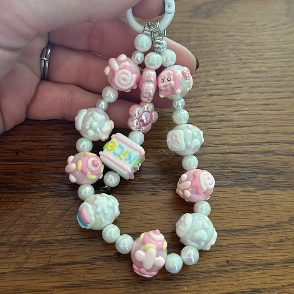 Beaded charm keychain